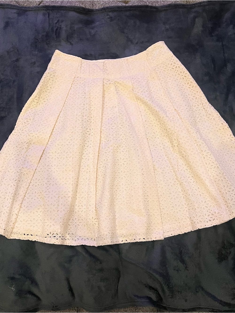 French Connection Cream Eyelet A-Line Skirt